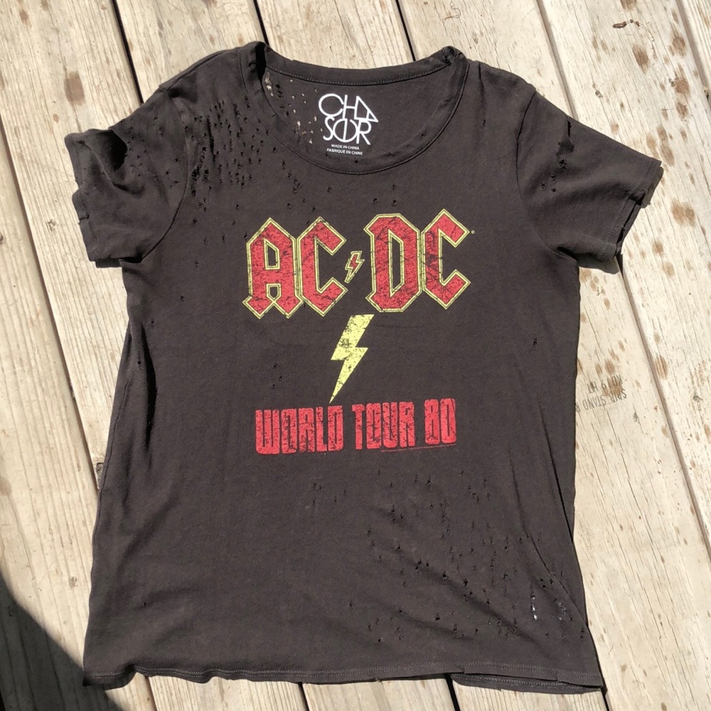 AC/DC distressed tee